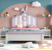 Coolsa — lit en bois massif pour enfants filles, filet de princesse rose, lapin rouge, simple, pour adolescentes, stocks en gros