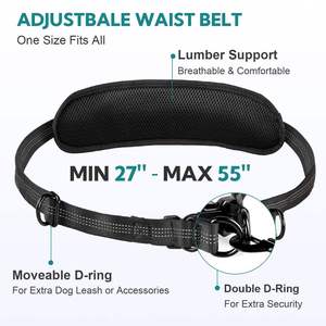 HIPHOPPET mani libere guinzaglio cane per 2 cani con marsupio marsupio con cerniera manici 360 ° girevole senza grovigli corda in Nylon resistente - Product Image 5