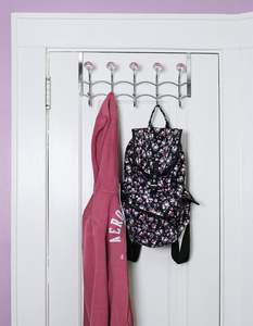 Practical Multifunction <b>Towel</b> Rack <b>Wall</b> <b>Mounted</b> 10 Hooks Pink Metal - Product Image 5