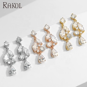 RAKOL EP2451 Goutte d'eau CZ 2021 Mode Boucles d'oreilles en or Bijoux en cristal hypoallergénique - Product Image 6