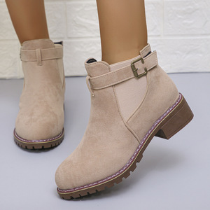 Bottines classiques grande taille pour femme, nouvelle collection automne-hiver 2025, talon épais, imperméables, respirantes, doublure en daim et maille, avec boucle - Product Image 2