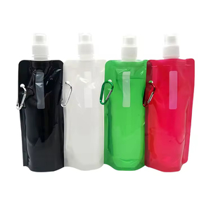 Bolsa de Agua Plegable de Plástico con Logotipo Personalizado al por Mayor, Libre de BPA, 16 oz, 480 ml, con Mosquetón - Product Image 6