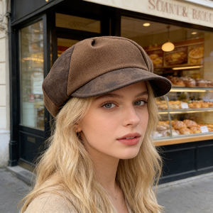 Béret Nuage Femme 2026 Nouveau Style Automne/Hiver Rétro Britannique Casquette Plate Octogonale en Jean (Design Amincissant le Visage) Plage - Product Image 5