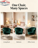 Fauteuil de loisirs moderne en velours, capitonné, durable et confortable, avec pieds en métal doré pour salon