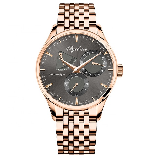 AGELOCER Original Budapest Watch Kinetic Display Men's Luxury Gold Watch Automatic Mechanical Watch Birthday Gift for Men
