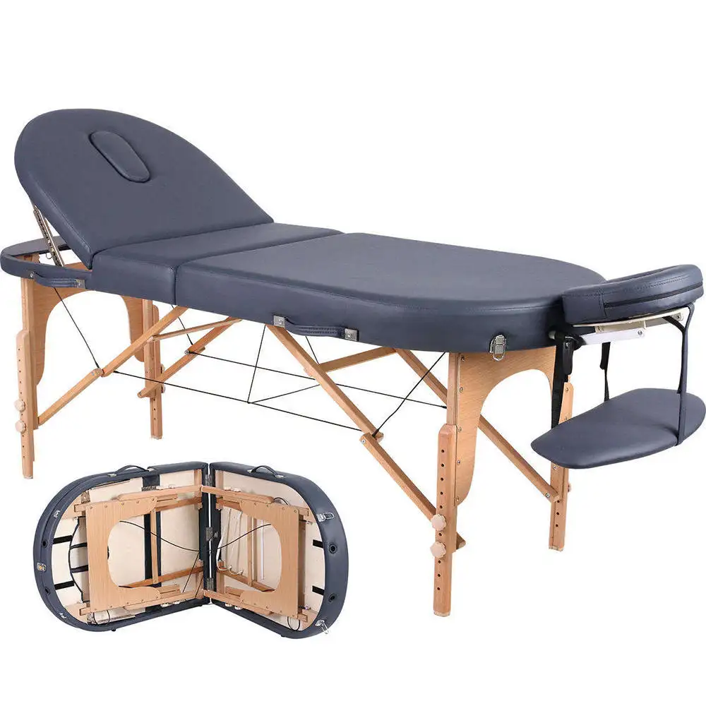 Mesa de massagem portátil para salão de beleza, mesa de massagem com altura ajustável