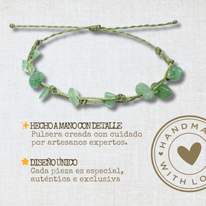 Braccialetto di aventurina verde regolabile fatto a mano per le donne degli uomini di pietra naturale resistente al filo cerato amuleto sciolto natura di cristallo - Product Image 2