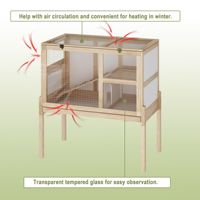 Habitat pour petits animaux en bois avec plateau coulissant - Cage à cobayes à 2 niveaux avec rampe, cachette et plateforme pour utilisation en intérieur