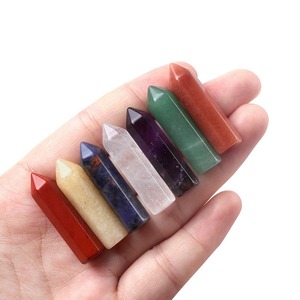 Handmade Tự Nhiên Chữa Bệnh Pha Lê Wands 7 <span class=keywords><strong>Chakra</strong></span> Set Với Lục Giác Cột Bất Pha Lê Điểm Reiki <span class=keywords><strong>Chakra</strong></span> Thiền 8x32Mm - Product Image 1