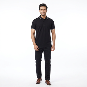 Chemise polo à manches courtes en soie glacée simple et élégante pour homme avec logo personnalisé OEM brodé et imprimé - Product Image 1