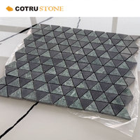 Vente en gros 10mm Moderne Minuscule Art Mosaïque Intérieur Sol Mosaïques Carreaux Vert Foncé Marbre Triangle Motif Mixte Aiguisé Naturel Moderne