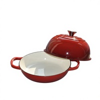 Casserole en fonte émaillée de style américain, avec couvercle, résistante au four et au lave-vaisselle, pour cuisines domestiques et hôtelières