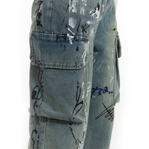 Nueva Llegada, Jeans Cargo de Moda Urbana para Mujer con Logotipo Personalizado, Jeans Holgados de Pierna Recta con Estampado de Grafiti - Product Image 6