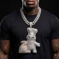 Nuevo Colgante de Lujo de Plata 925 con Moissanita, Personaje de Dibujos Animados en 3D, Joyería Hiphop, Accesorios de Moda Personalizados para Hombre y Uso Diario
