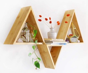 Bamboo wall mounted storage organizer shelf rack