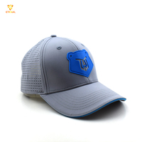 Casquette de baseball Y2K imperméable avec logo en caoutchouc gris personnalisé, découpe laser, 6 panneaux et visière sandwich pour cyclisme et golf en extérieur