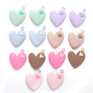 Nuovo Design cuore in resina Flatback cabochon Charms con anello foro per fai da te gioielli Deco parti artigianali - Product Image 2