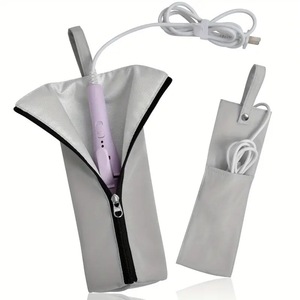 Bolsa de almacenamiento para rizador de pelo, tipo colgante portátil, rectangular gris, resistente al calor hasta 300 grados, para uso en viajes - Product Image 1