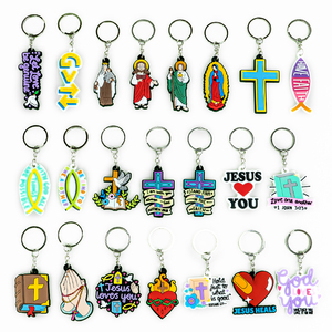 Llaveros de PVC 2D con la Fe Cristiana, con el Mensaje 'Tenga Fe', Peces, Cruz, <span class=keywords><strong>Biblia</strong></span>, para Todas las Edades, Venta al por Mayor, Personalizados, para Bolsos - Product Image 1