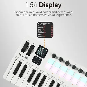 M-VAVE SMK-37 Pro 37 touches clavier MIDI RVB 16 pads rétro-éclairés sans fil Bluetooth DX7 synthétiseur et écran couleur - Product Image 4