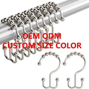 Crochets de rideau de douche à double anneau, crochets latéraux pour rideau de douche, crochets doubles pour rideau de douche - Product Image 1