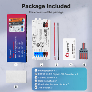 GLEDOPTO Type-C UART Download Port 4 Output App di controllo ESP32 WLED digitale <span class=keywords><strong>LED</strong></span> <span class=keywords><strong>Controller</strong></span> di vendita a caldo telecomando per WLED - Product Image 4