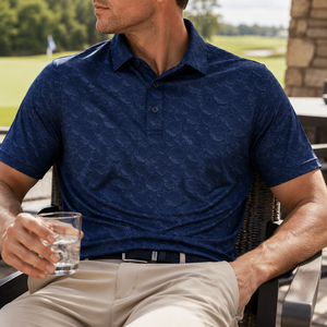 Polo de golf personnalisé pour homme avec motif tonal, anti-humidité, séchage rapide, extensible dans les 4 sens, OEM ODM Marque Privée - Product Image 1
