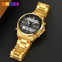 SKMEI 2049 Jam Tangan Olahraga Digital Quartz 3 Waktu untuk Pria, Arloji Pria Tahan Air LED Elektronik Relogio Masculino
