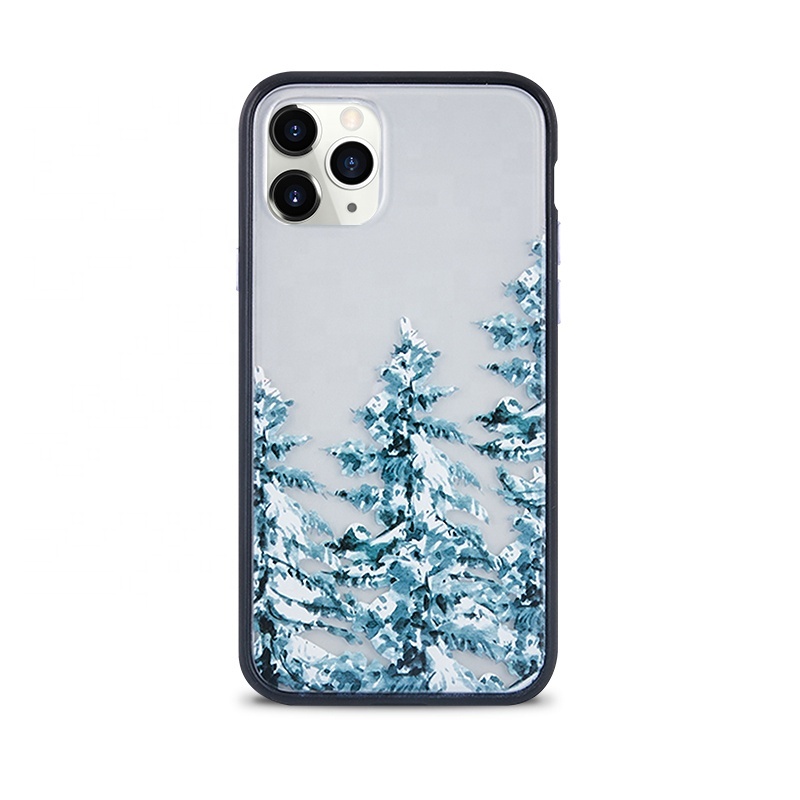 Imprimé TPU Cadre PC Dépoli Couvercle Arrière Transparent Étui à Téléphone Hybride Pour iPhone 6.1 pouces Givré Étui Mat