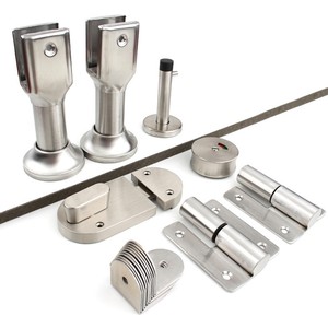 Kit de quincaillerie pour cloisons de toilettes publiques Yan Shuo, en acier inoxydable 304, finition brossée, quatre pièces - Product Image 3