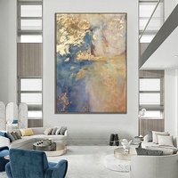 Peinture à l'huile abstraite moderne personnalisée peinte à la main avec feuille d'or, sur toile noire, décoration murale multifonctionnelle à suspendre, vente en gros