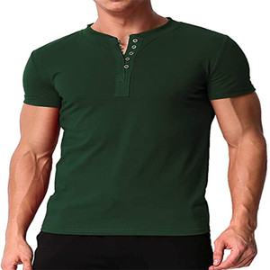 Bouton de 100% coton hommes <span class=keywords><strong>t</strong></span> chemise à manches courtes de mode <span class=keywords><strong>v</strong></span> cou <span class=keywords><strong>t</strong></span> <span class=keywords><strong>shirt</strong></span> hommes - Product Image 4