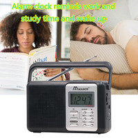 Murah Diskon Besar Penerima Radio FM AM Digital Saku Mini UM-1 * 2PC AA dengan Jam Alarm dan Lampu Latar