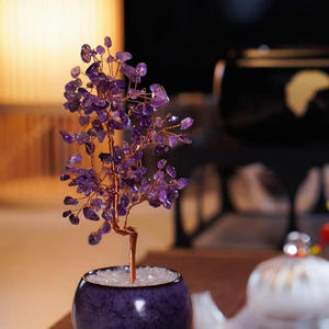 Оптовая продажа, натуральные кристаллы, лечебные камни, счастливое дерево, аметистовое денежное дерево, керамический бассейн, хрустальное дерево - Product Image 2