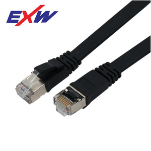 Exw Category 6 Shielded Flat Patch Cord 1M PVC Jacket Nickel Plated Connectors <b>For</b> <b>Computer</b> Network <b>Cables</b> - Product Image 1