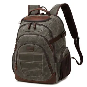 Nerrlion çılgın at deri özel Logo okul erkekler sırt çantası ofis Laptop çantası iş seyahat omuz çantası sırt çantası