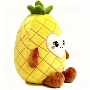 Peluche de piña sonriente personalizado, personaje de peluche de piña de dibujos animados, peluche de piña con cara en forma de corazón - Product Image 2
