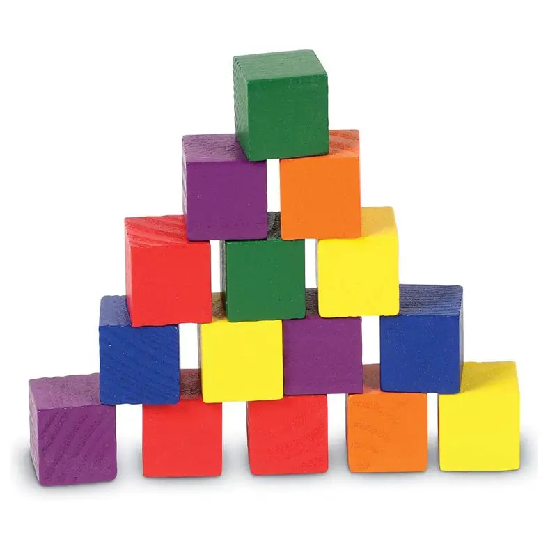 Brinquedo para crianças Recursos de aprendizagem Cubos De Cor De Madeira 100pcs Blocos De Construção De Inteligência Com Tintas Não-Tóxicas