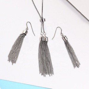 Bijoux <span class=keywords><strong>fantaisie</strong></span> 70cm de <span class=keywords><strong>long</strong></span> boîte chaîne 18K plaqué or gland pendentif pull <span class=keywords><strong>collier</strong></span> boucles d'oreilles ensemble de bijoux <span class=keywords><strong>pour</strong></span> femmes - Product Image 5