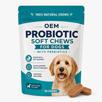 Probiotiques pour chiens OEM ODM, friandises molles, prébiotiques pour animaux de compagnie, complément alimentaire pour la santé digestive, multivitamines 100% naturelles, marque privée multi