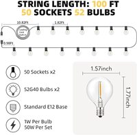 Außenleuchtketten IP65 wasserdicht bruchsicher bernsteinklar S14 G80 PC dimmbare Kugel draußen 48 Fuß LED hängendes Lichtketten