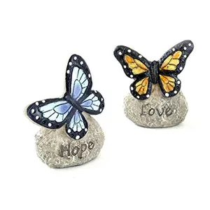 Factory Custom Polyresin Spring Butterfly Messages on Stone Decorative Figurines - Set of 3