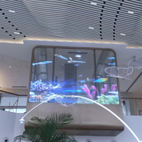 Panel de pantalla de cristal adhesivo de película LED flexible ultrafina para interior, venta al por menor, promoción de marca de pared de vidrio