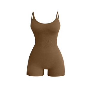 Minimalist Blank Women's Yoga Jumpsuit Breathable Quick Dry Cotton Rich Fabric Clean Lines Straight Cut Versatile Neutral Tones - Product Image 1