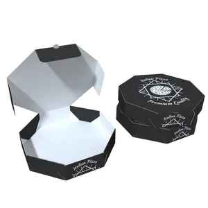 מדגם חינם קראפט צורת מלמן גלי פיצה קופסת נייר עם לוגו מותאם אישית