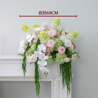 Dekorasi Pernikahan Grosir H556 Bunga Sutra Pink Hijau untuk Centerpiece, Bunga Lorong, Bunga Artifisial, Bola Bunga Mawar Real Touch