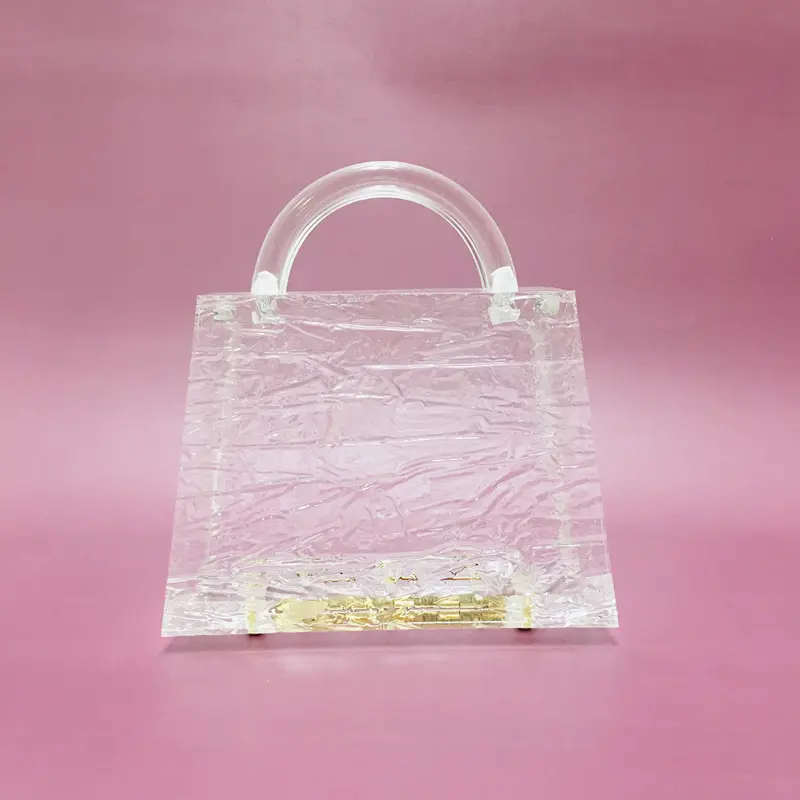 Transparent tote handbag Clear acrylic PVC plastic EVA ice box bag Dubai women girl vintage retro party purse summer bag