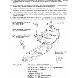 Sistema di scarico moto Sito raffreddato a liquido per BENELLI 491 RR modello 2003 e successivo numero di parte 17160 - Product Image 1
