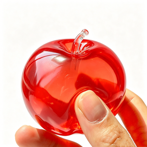 Jouet anti-stress souple en TPR transparent en forme de pomme rouge, jouet sensoriel à presser en forme de fruit - Product Image 3