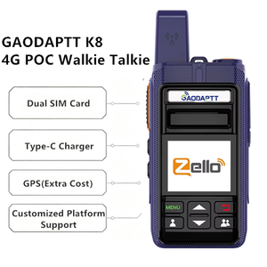 Walkie Talkie Portátil GaodaPTT K8 4G POC GSM con Cargador Tipo C, Compatible con OEM, Radio Bidireccional para Comunicación en Grupo - Product Image 1